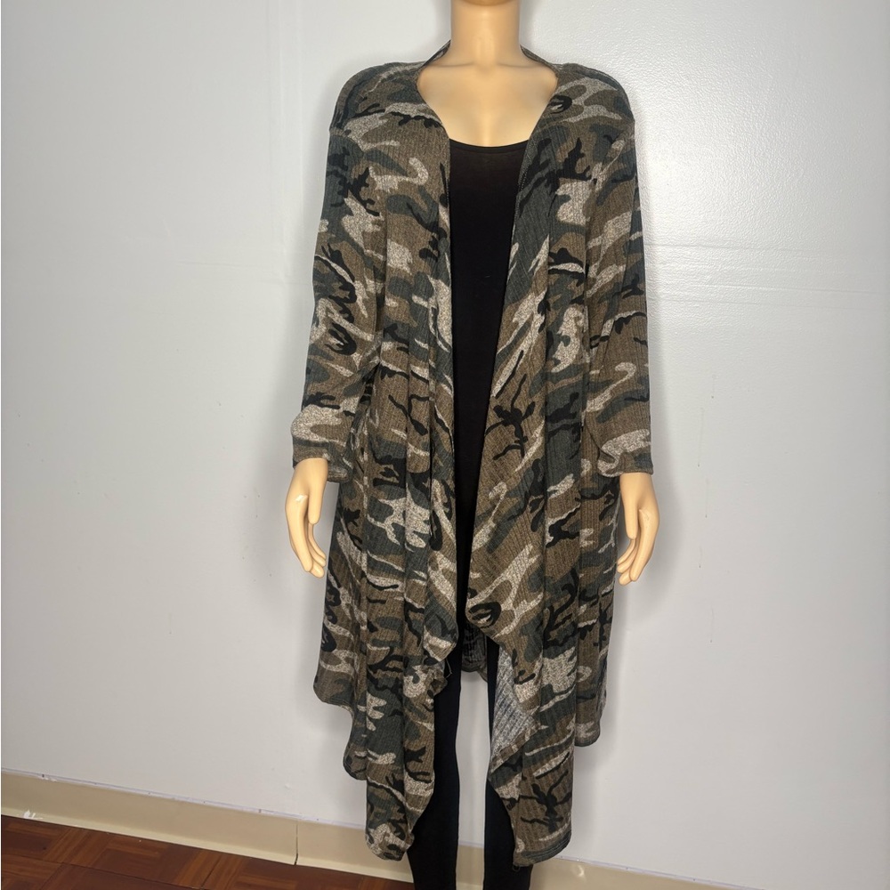 Camouflage Patterned Open Cardigan